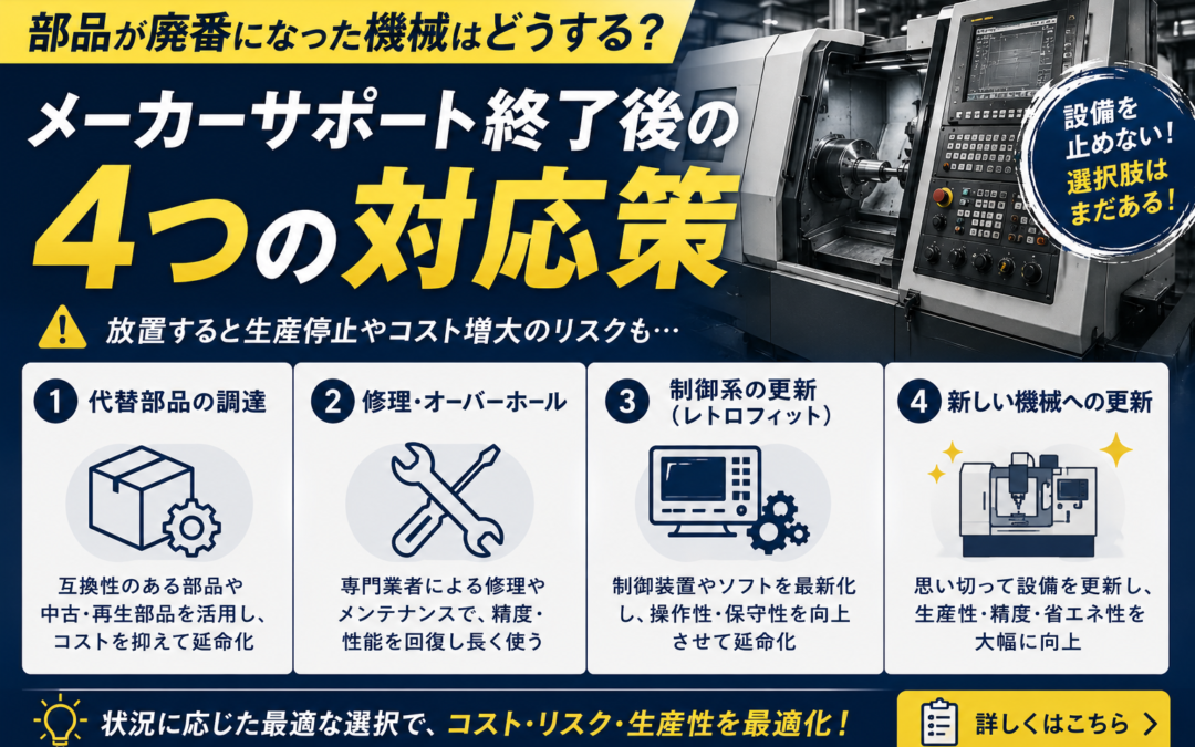 部品が廃番になった機械はどうする？メーカーサポート終了後の4つの対応策