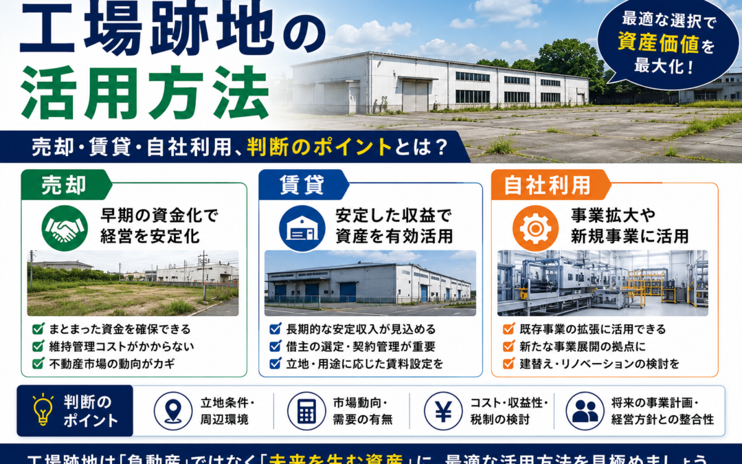 工場跡地の活用方法：売却・賃貸・自社利用、判断のポイント