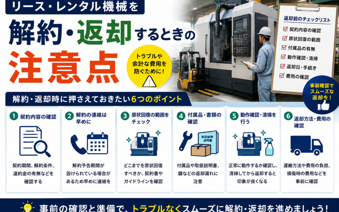 リース・レンタル機械を解約・返却するときの注意点
