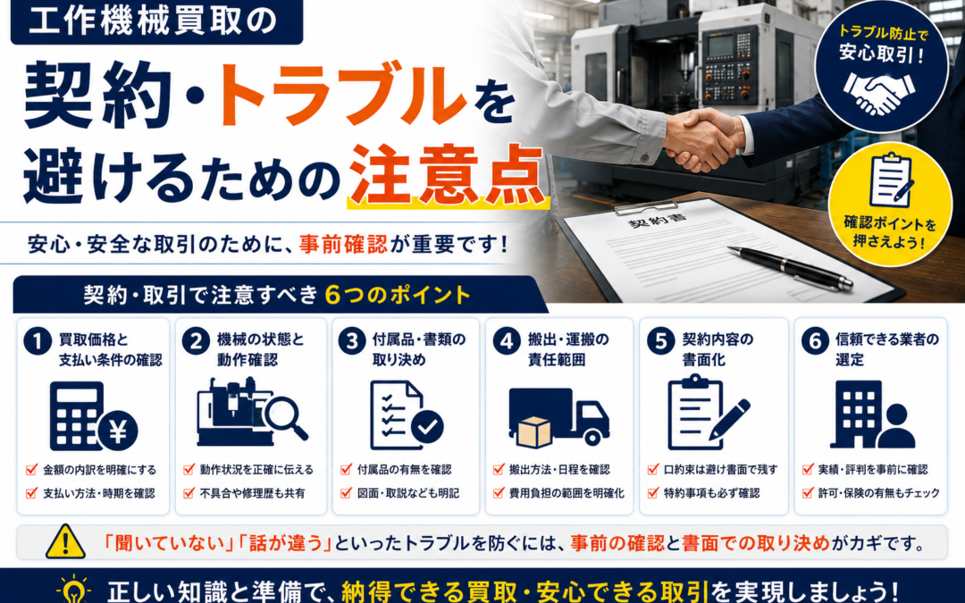 工作機械買取の契約・トラブルを避けるための注意点