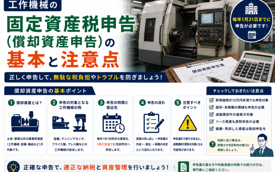 工作機械の固定資産税申告（償却資産申告）の基本と注意点
