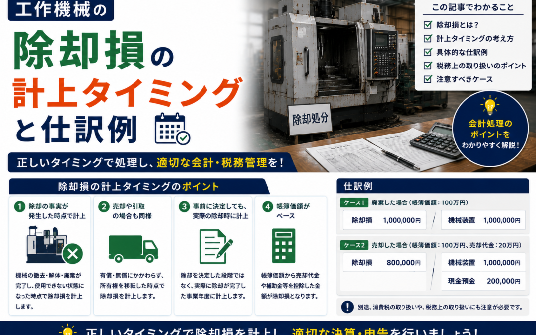 工作機械の除却損の計上タイミングと仕訳例【ケース別解説】