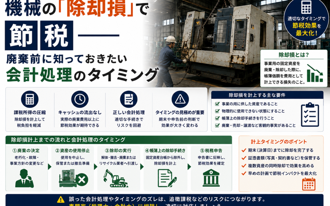 機械の「除却損」で節税——廃棄前に知っておきたい会計処理のタイミング