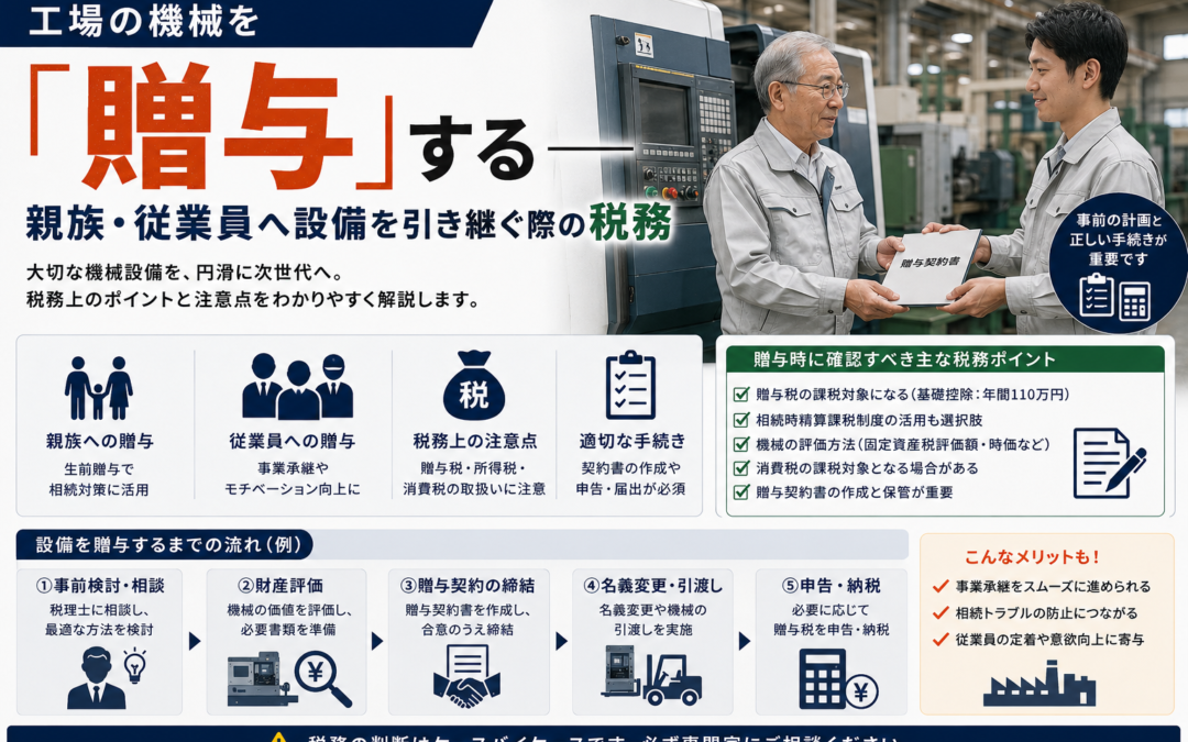 工場の機械を「贈与」する——親族・従業員へ設備を引き継ぐ際の税務